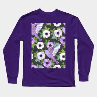 Purple Paper Anemone Collage Long Sleeve T-Shirt